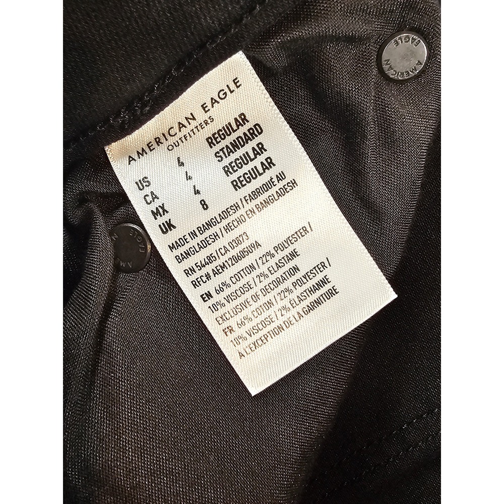 American Eagle Next Level Stretch High Waisted Flare Jeans Black Button Fly 4R - Picture 12 of 16